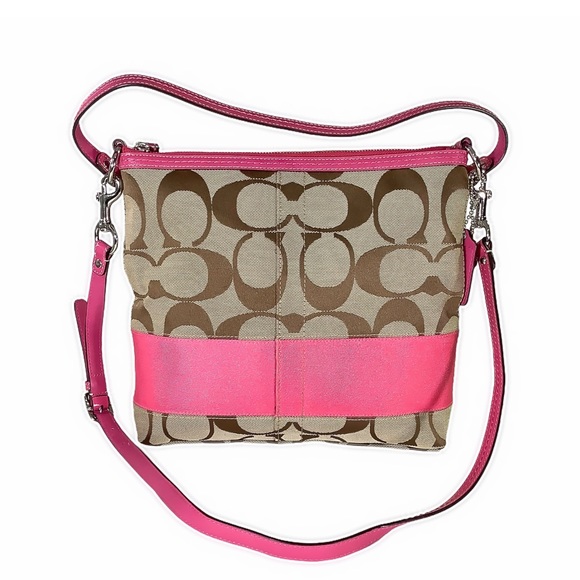 πHPππLIKE π VINTAGE COACH Crossbody Bag w/Pink - Picture 2 of 9